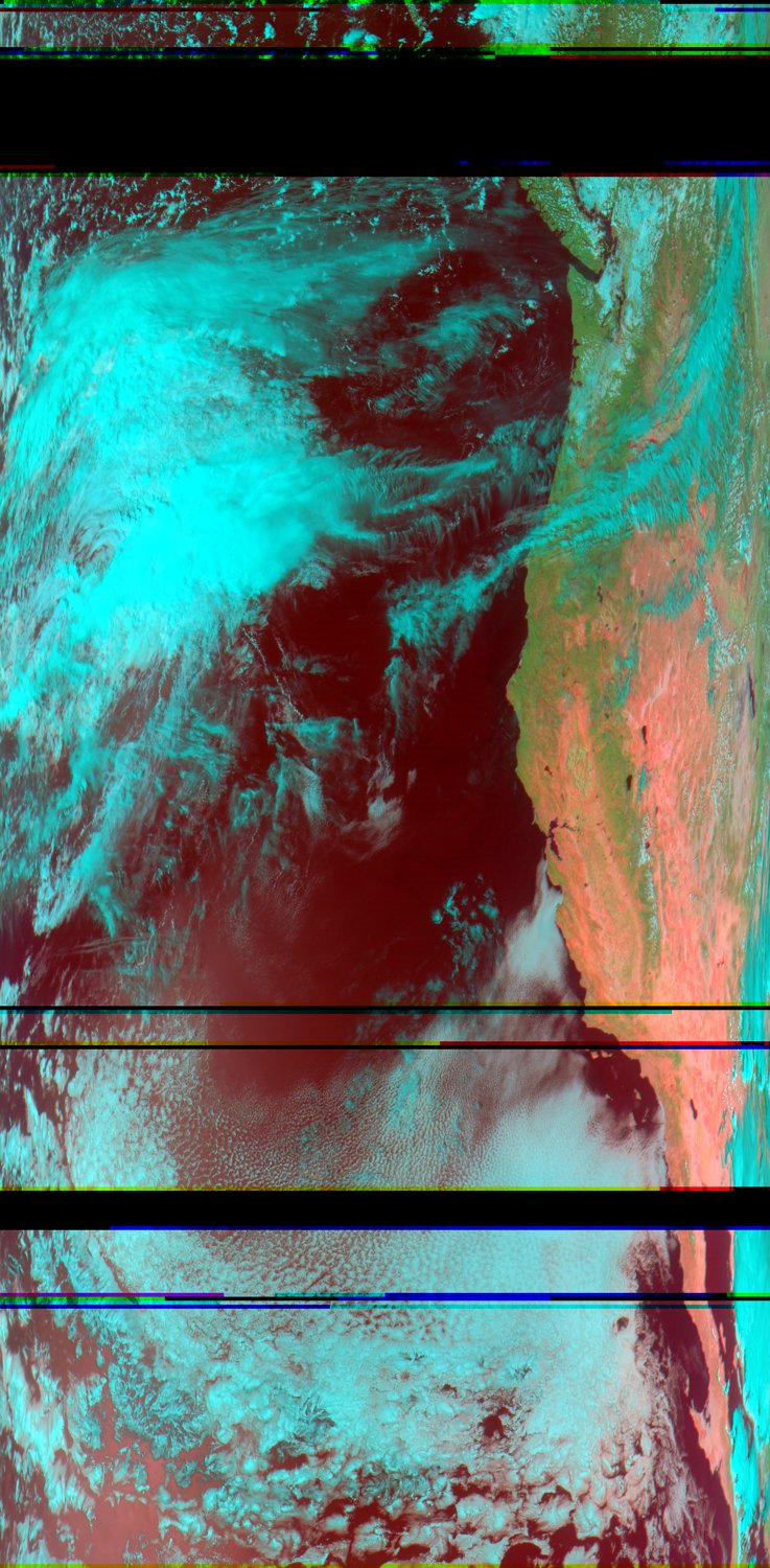 Rotated false-color 4-2-1 multispectral image